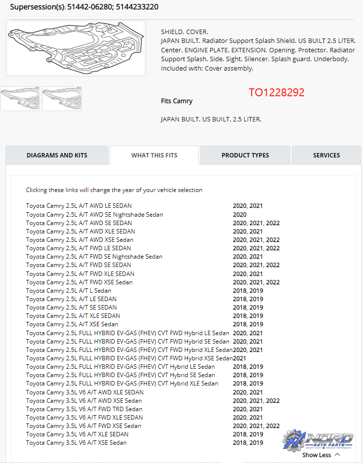 TO1228292 automotive part